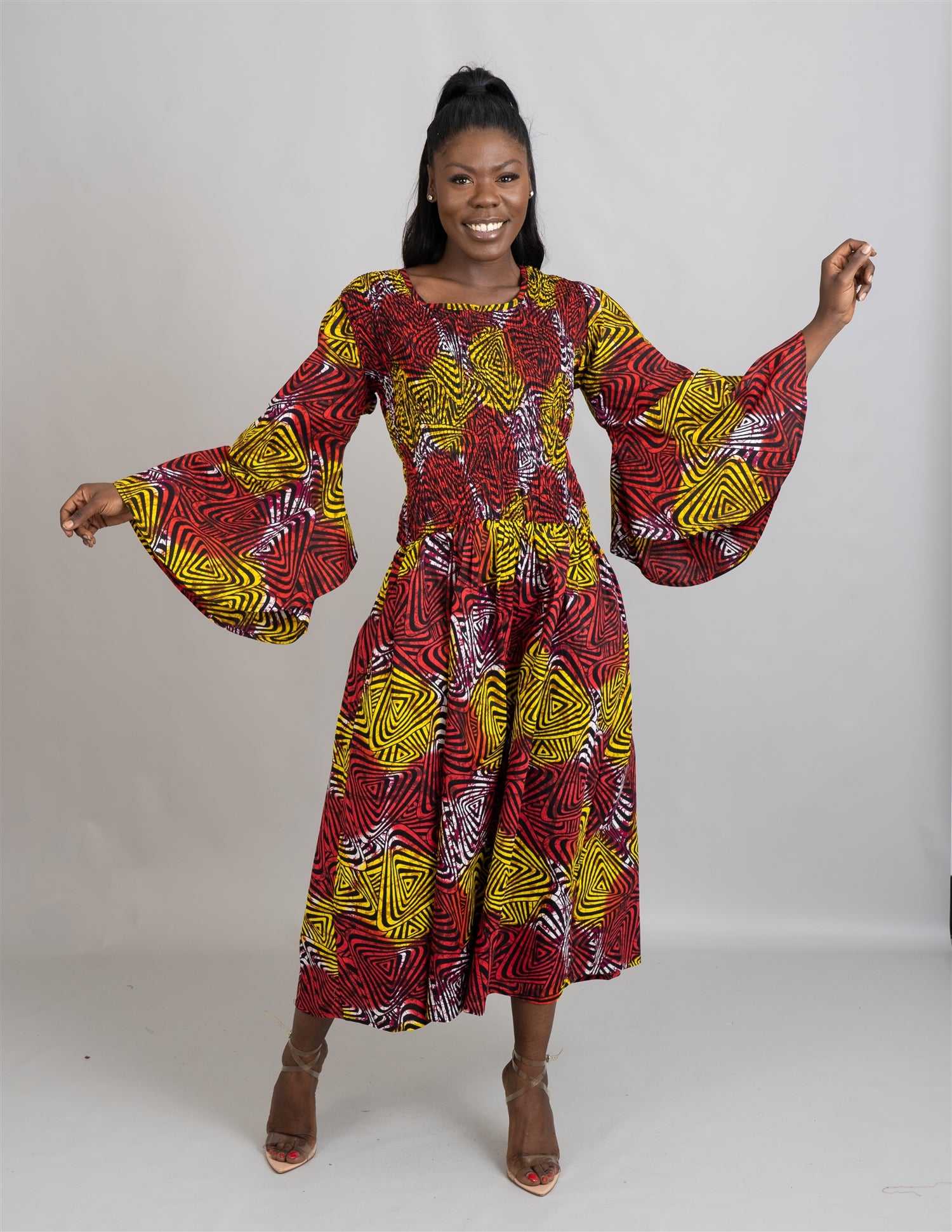 KaraChic 7731 Authentic African Print Smocked Dress