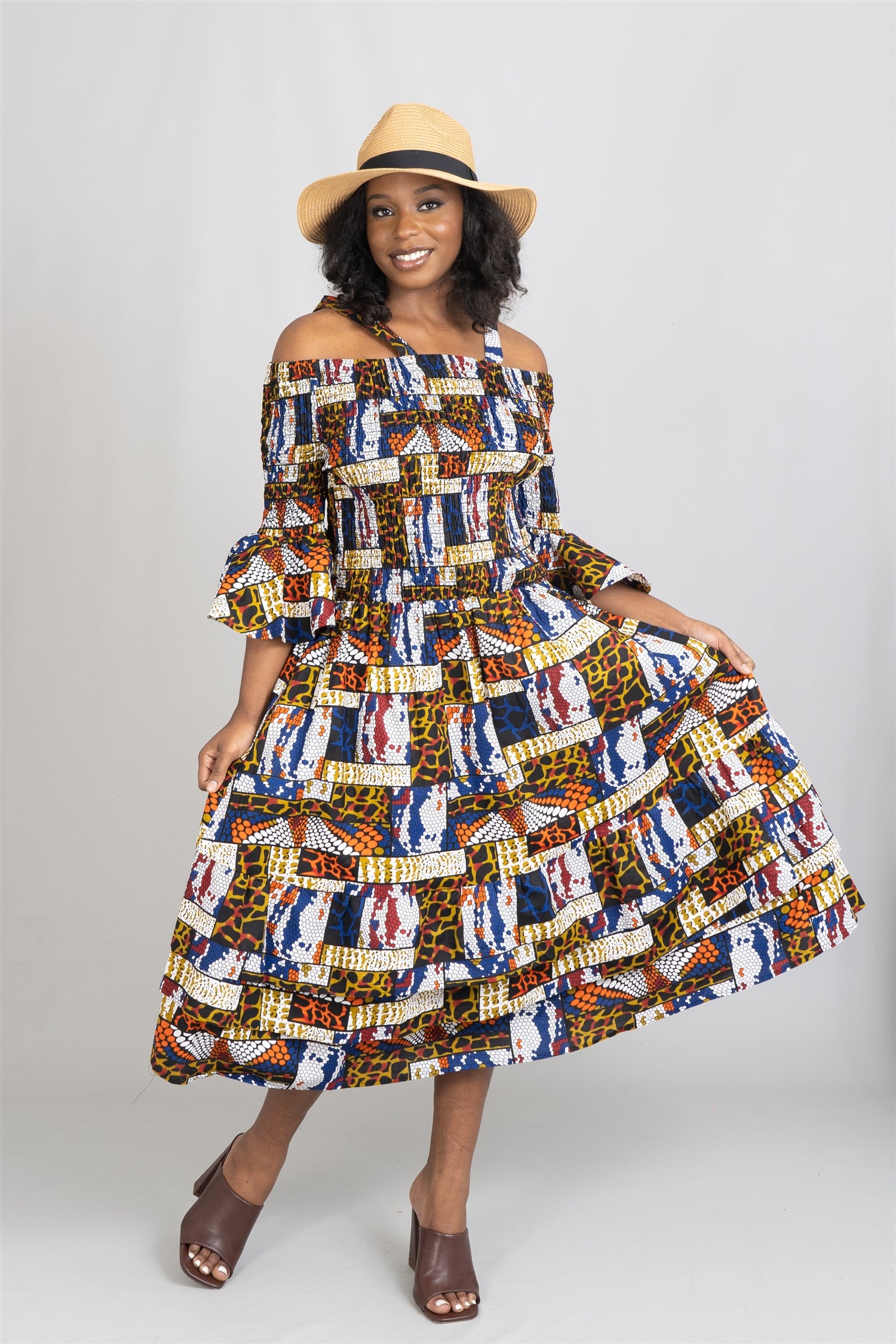 KaraChic 7734 Authentic African Print Tiered Maxi Dress