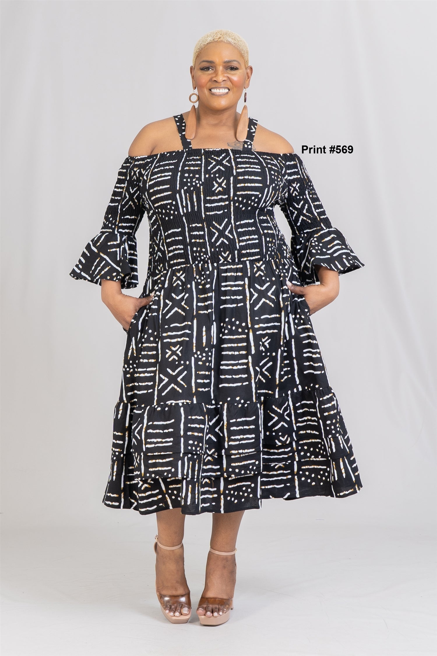 KaraChic 7734 Authentic African Print Tiered Maxi Dress