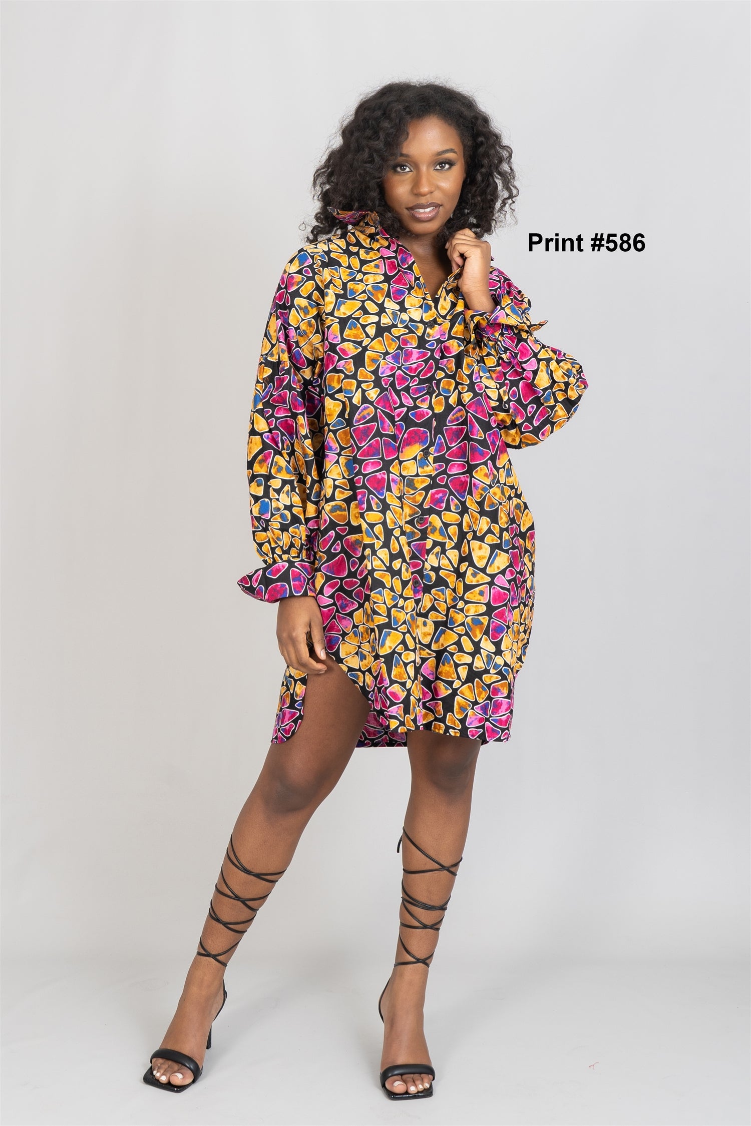 KaraChic 7738 Authentic African Print Button Front Dress