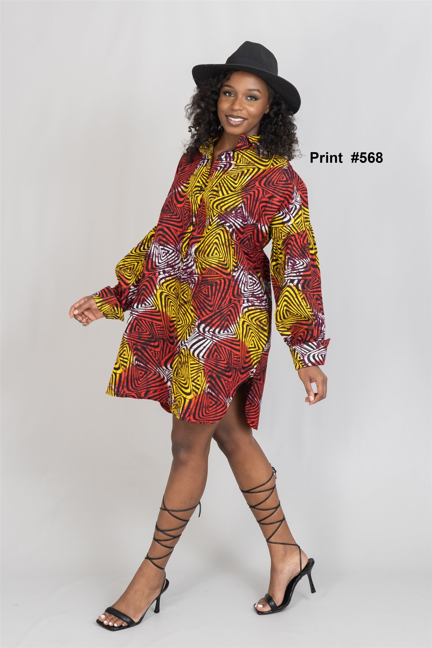 KaraChic 7738 Authentic African Print Button Front Dress