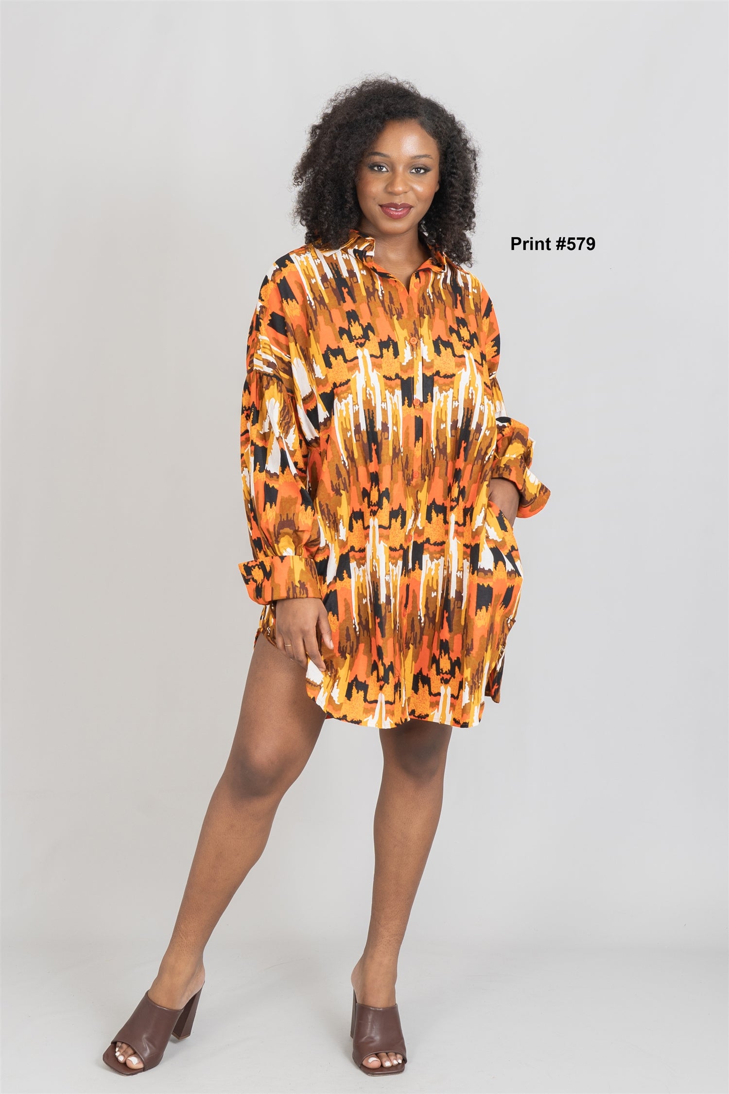 KaraChic 7738 Authentic African Print Button Front Dress