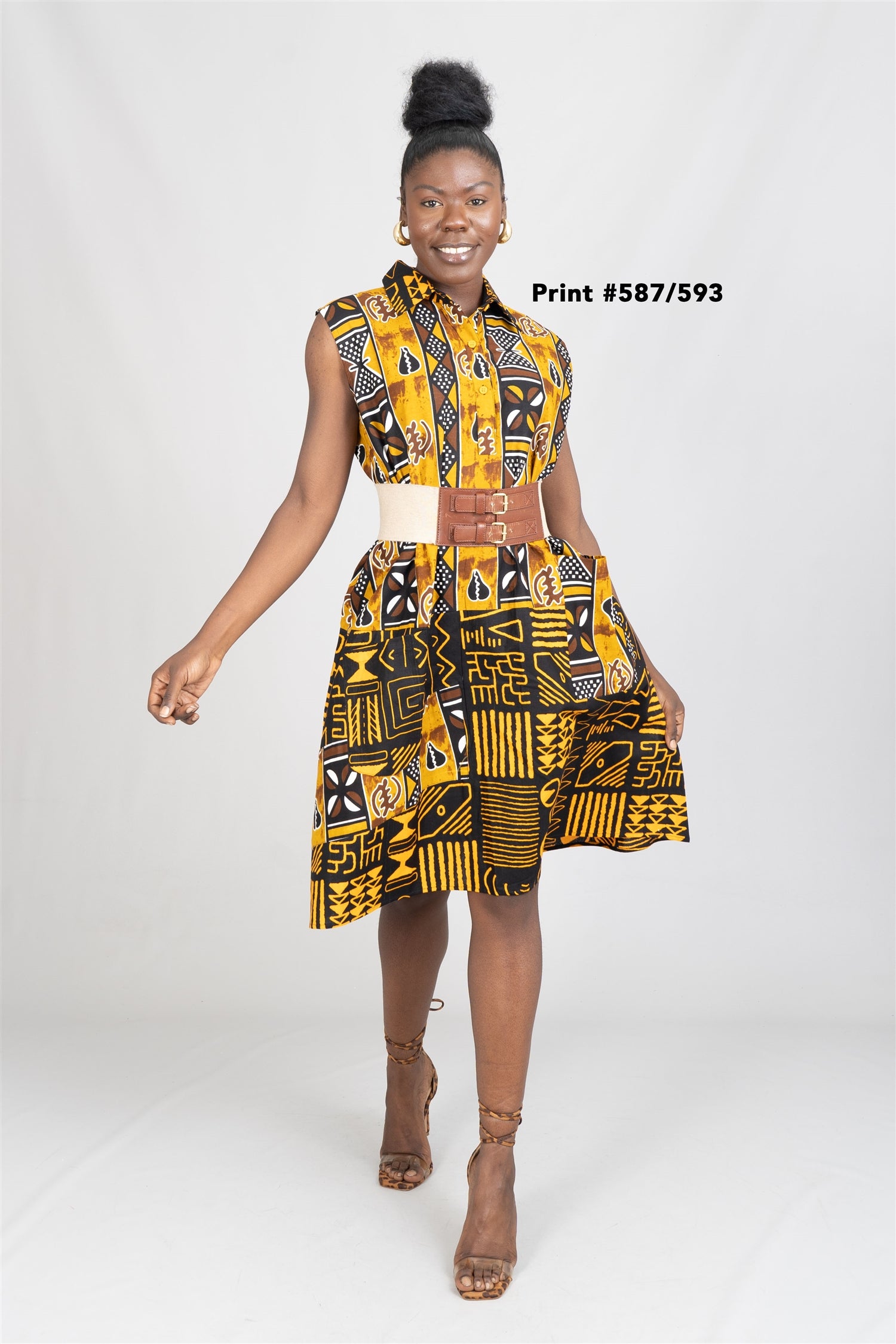 KaraChic 7754A Authentic African Print Sleeveless Dress