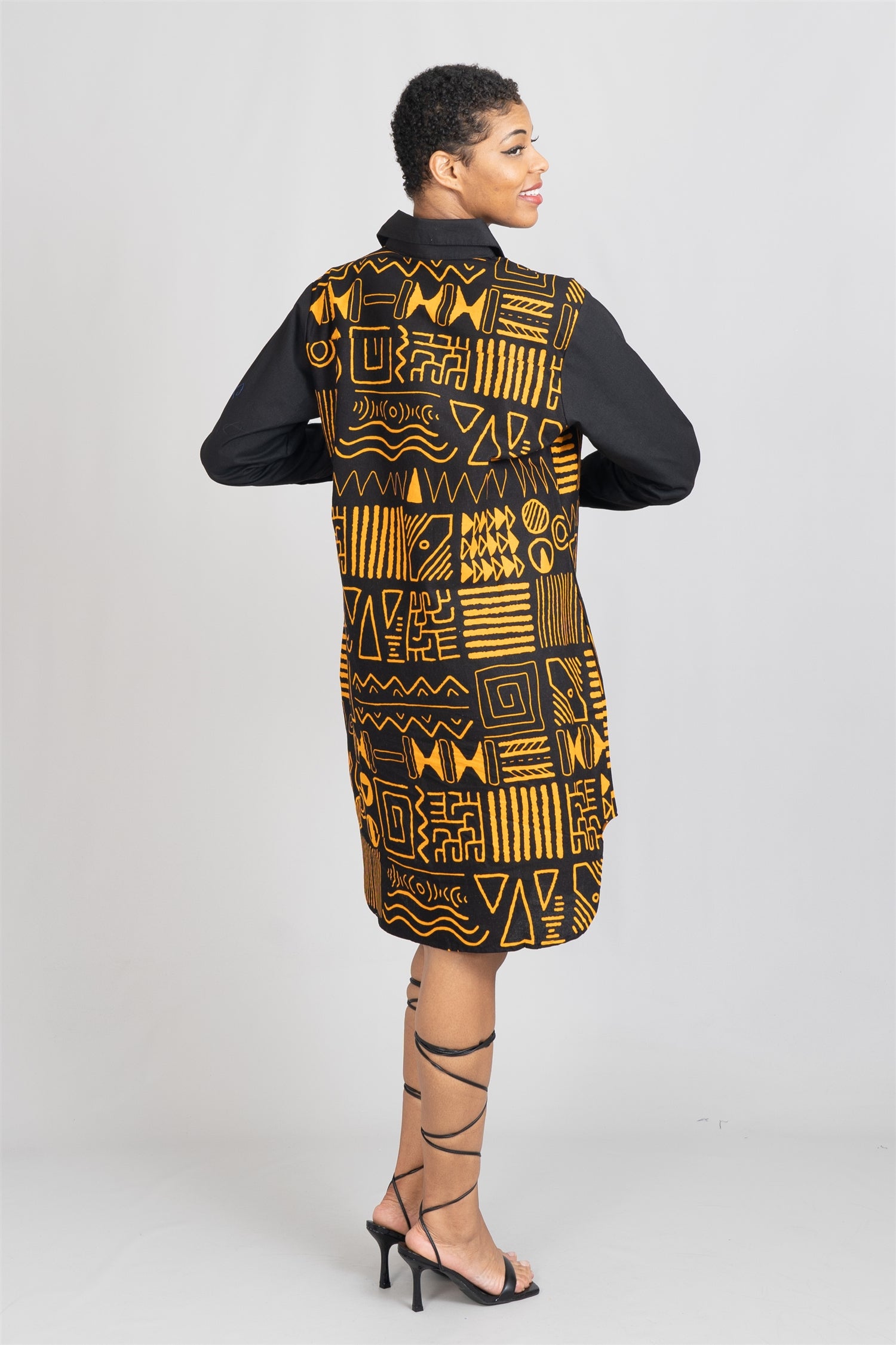 KaraChic 7755A Authentic African Print and Solid Dress