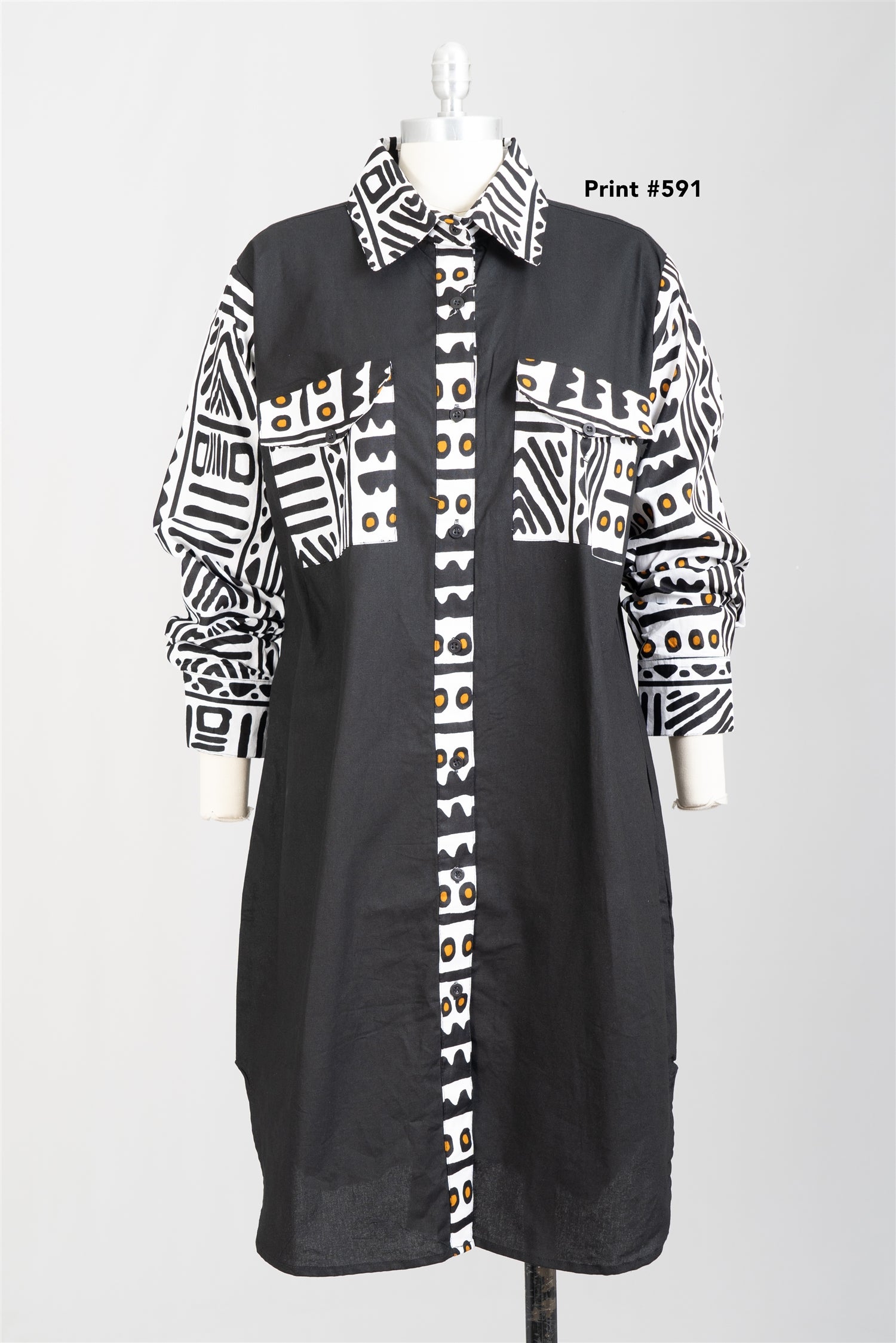 KaraChic 7755S Authetnic African Print and Solid Dress