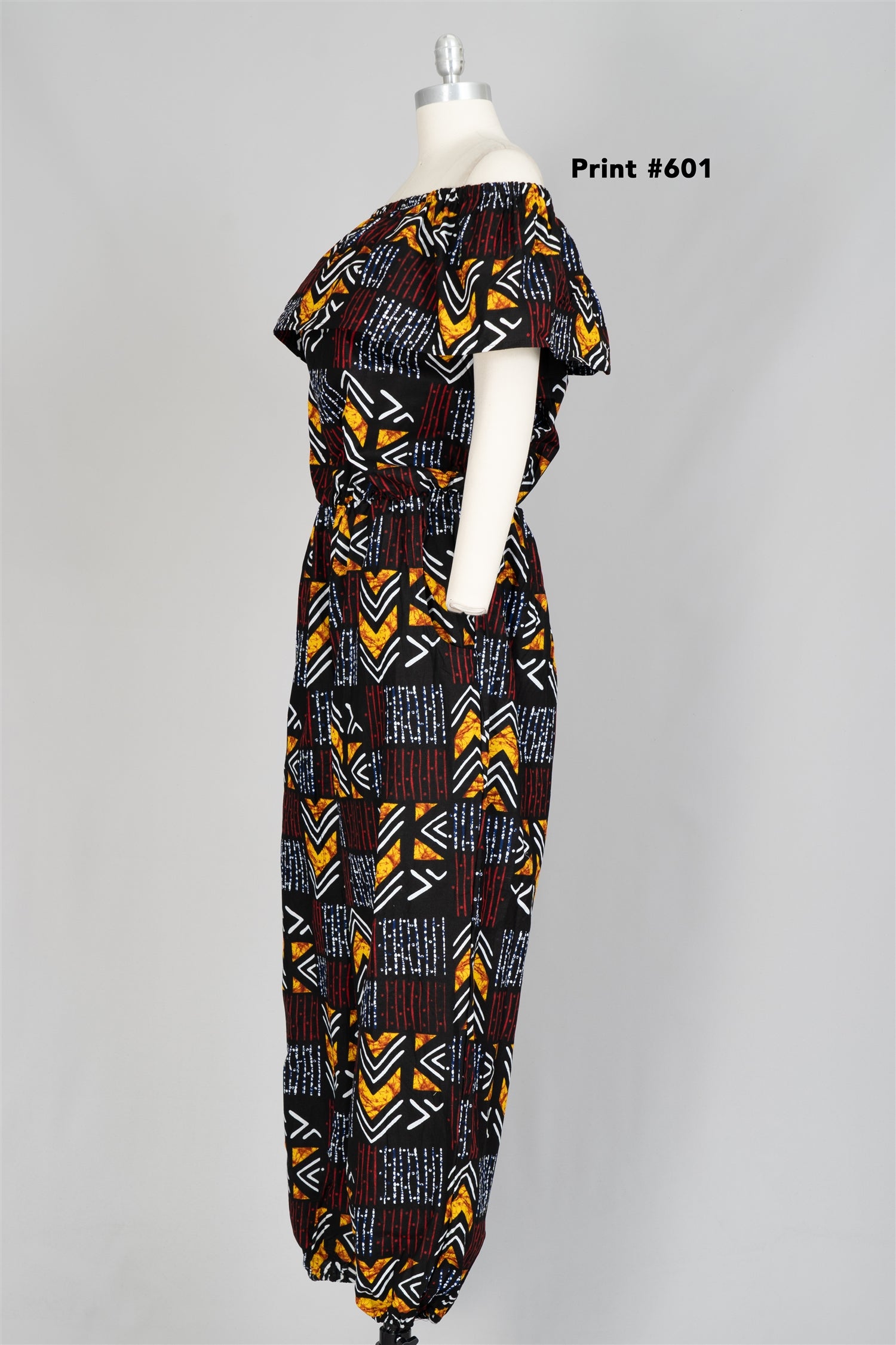 KaraChic 7758 Authentic African Print Off-shoulder Jumpsuit