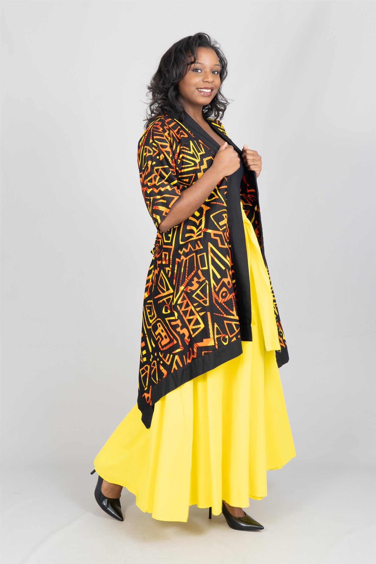 KaraChic 7786 Authentic African Print Belted Kimono Jacket