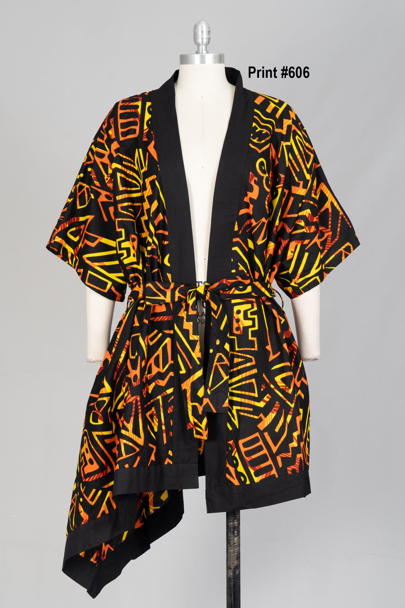 KaraChic 7786 Authentic African Print Belted Kimono Jacket