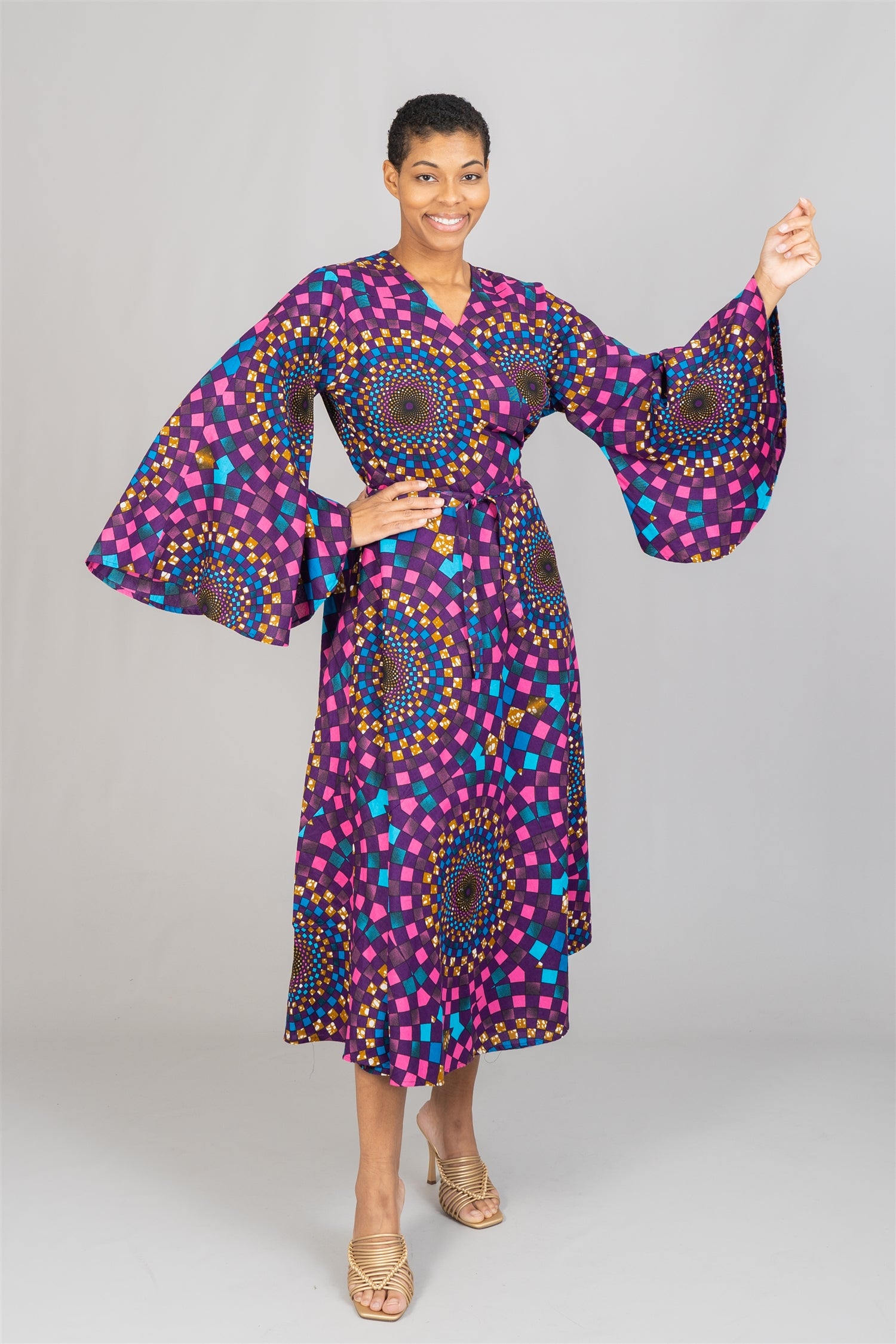 KaraChic 8001 Authentic African Print Wrap Dress