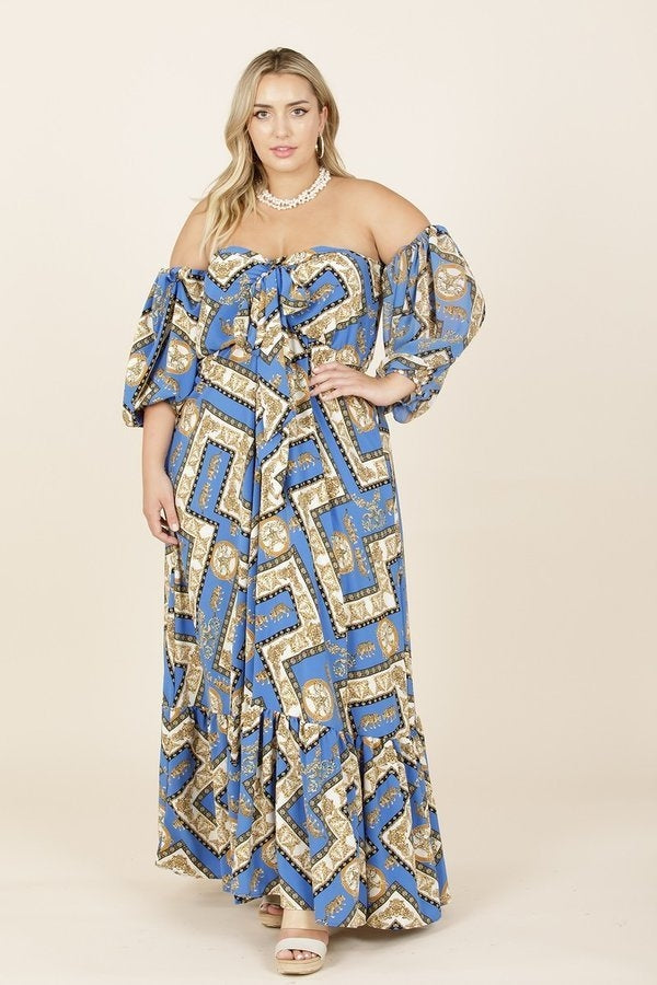 Karen T Designs 8024NP Strapless Print Maxi Dress