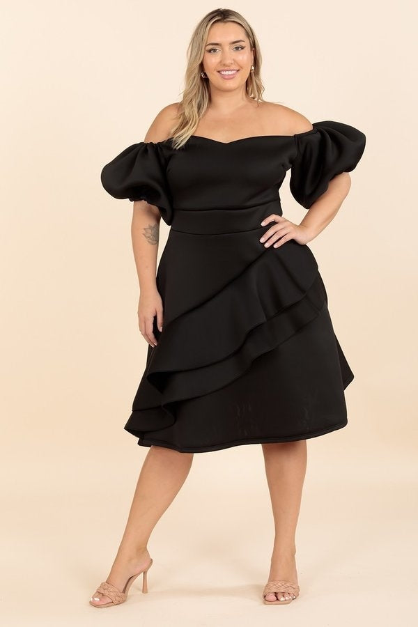 Karen T Designs 9137 Off-shoulder Ruffle Dress