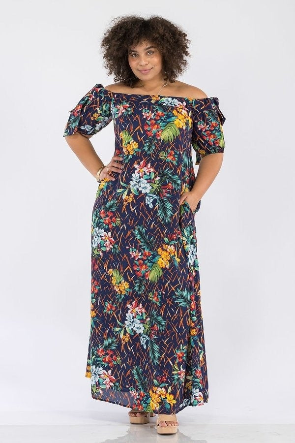 Karen T 9343 Off Shoulder Maxi Dress