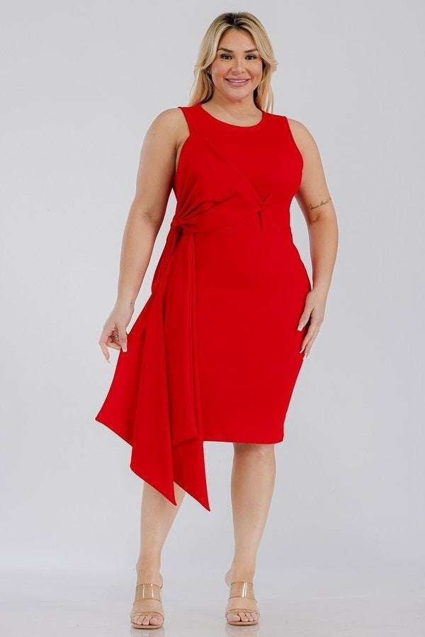 Karen T 9370 Midi Dress W/ Bow