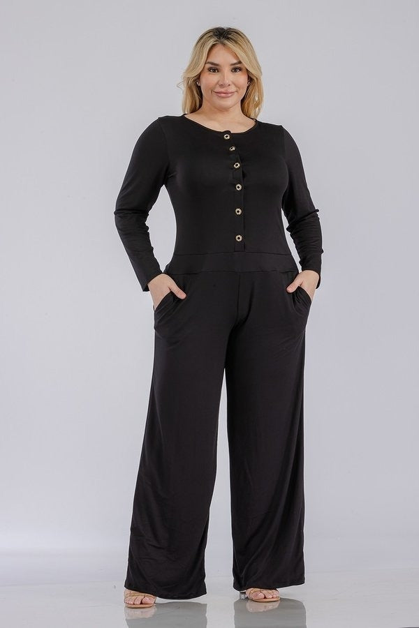 Karen T 9375 Long Sleeve Button Down Jumpsuit