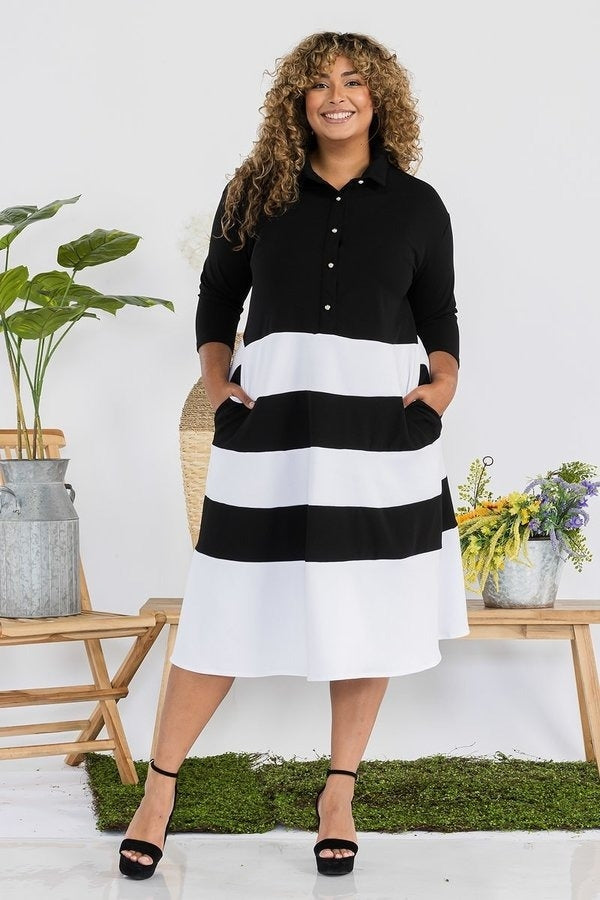 Karen T 9419 Striped Midi Dress