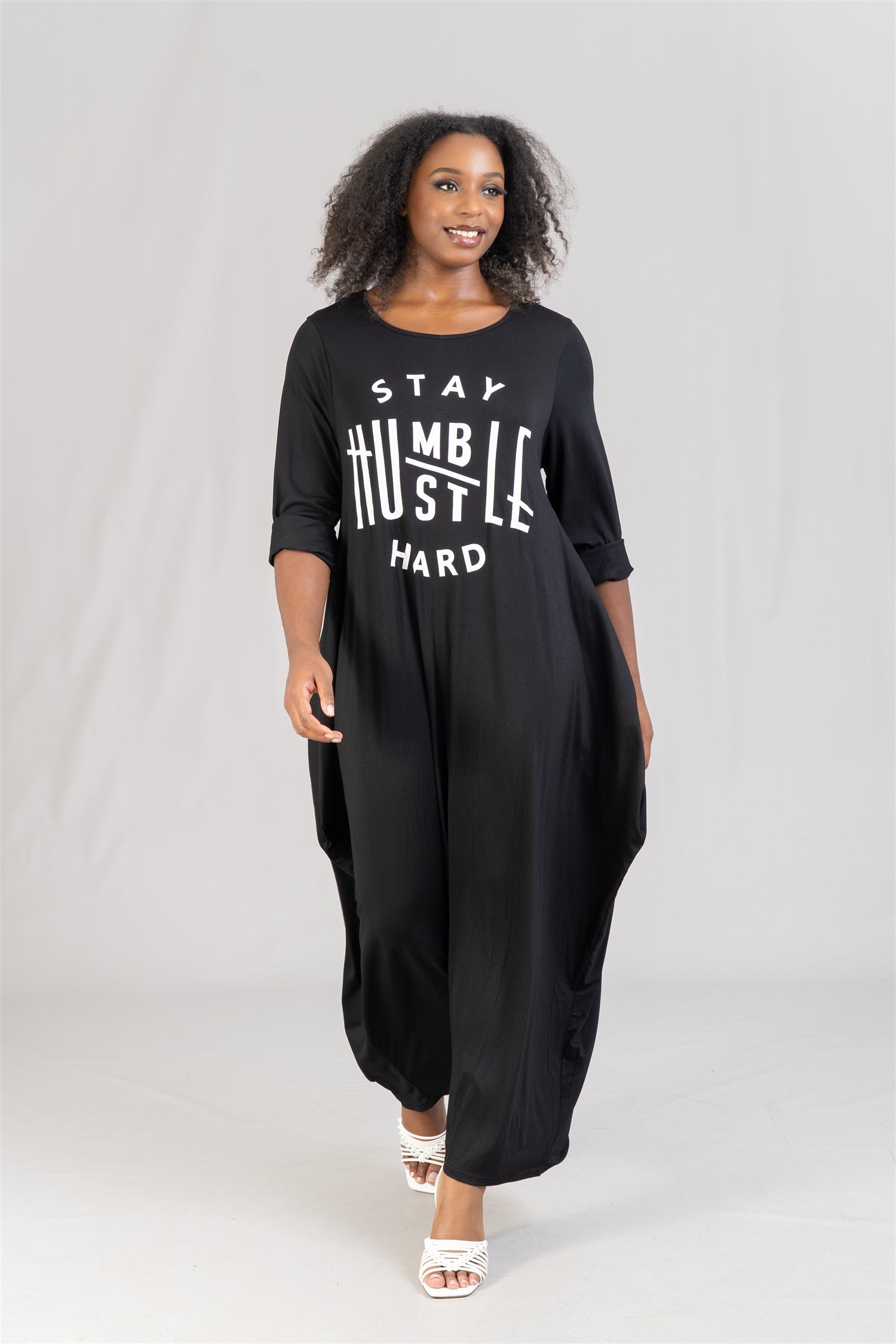 KaraChic CHH21065 Stay Humble Graphic Knit Maxi Dress