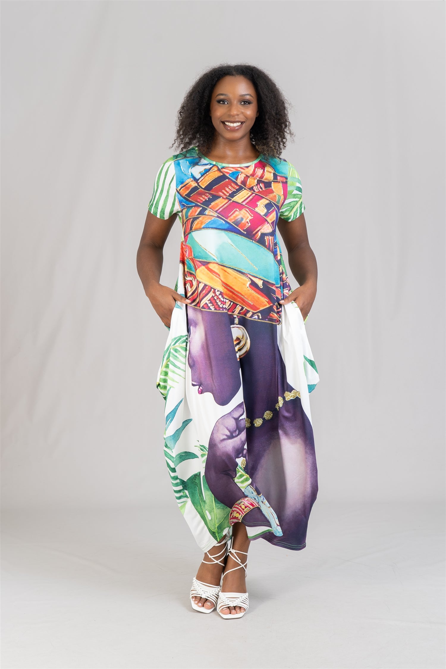 KaraChic CHH22040 Print Knit Maxi Dress