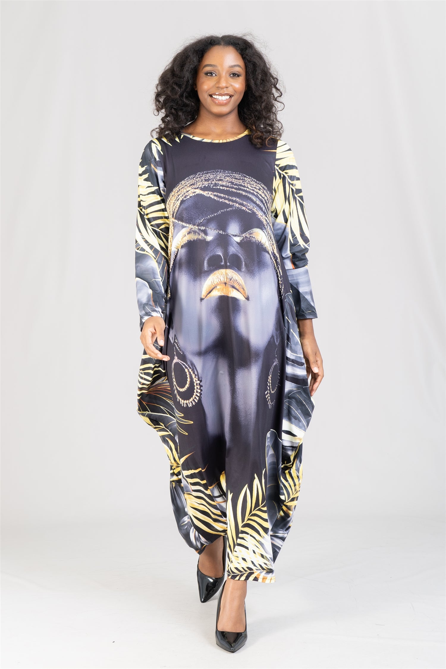 KaraChic CHH22095LS Print Knit Maxi Dress