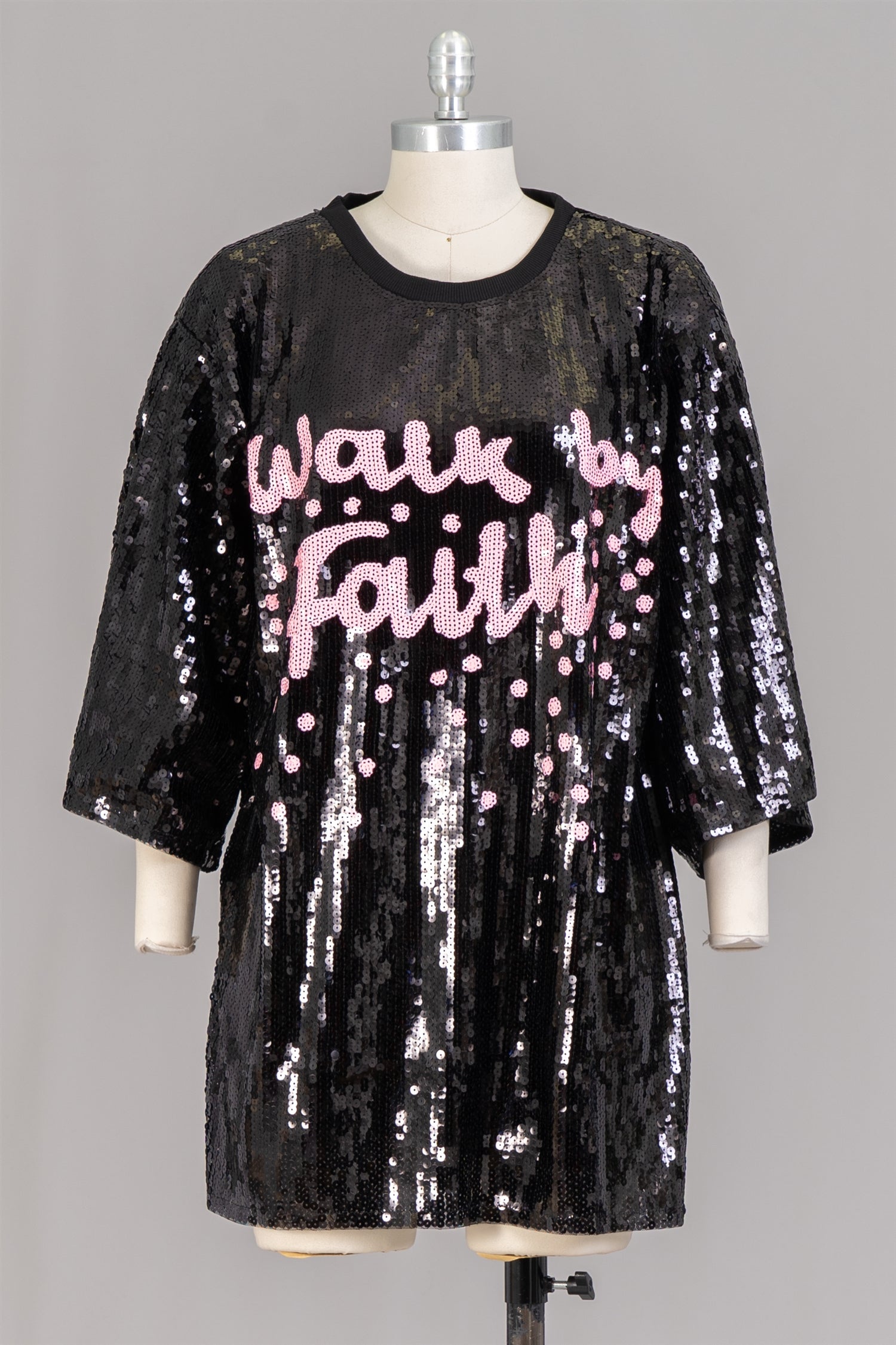 KaraChic CHH22102 Walk By Faith Allover Sequin Tunic Top