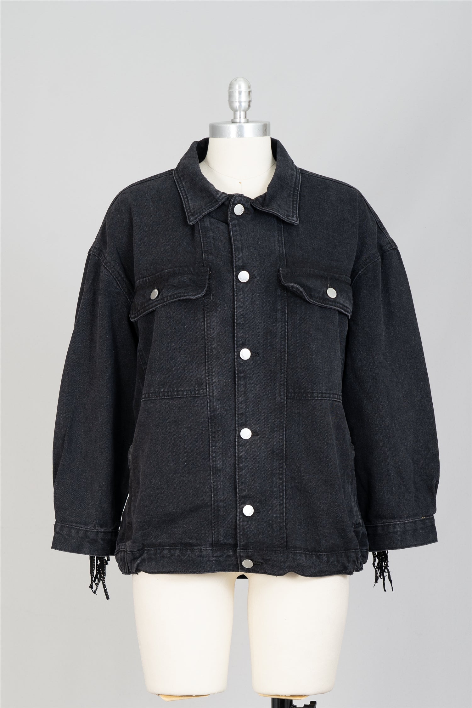 KaraChic CHH23048 Denim Fringe Jacket