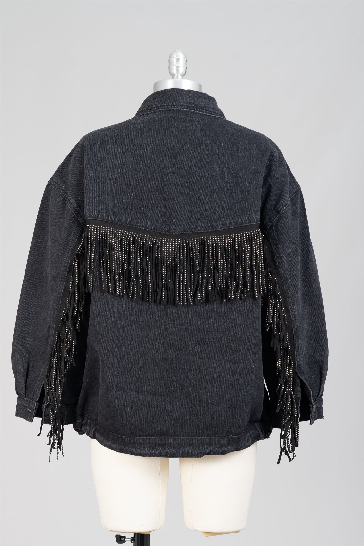 KaraChic CHH23048 Denim Fringe Jacket