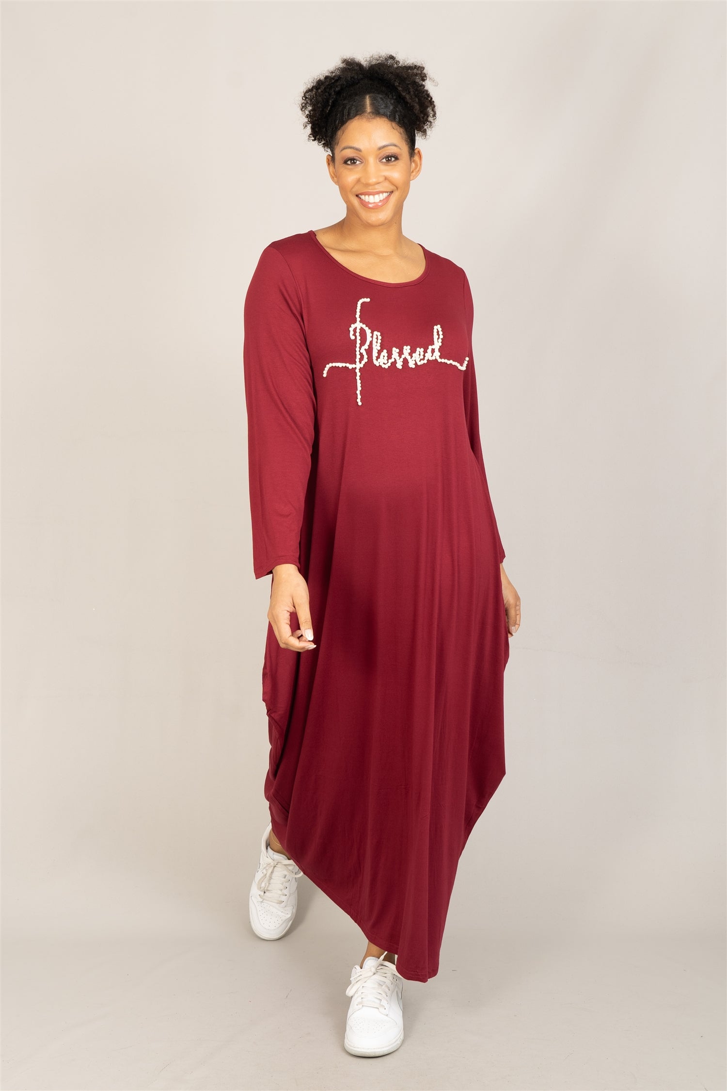 KaraChic CHH23053LS Blessed Pearl Knit Maxi Dress