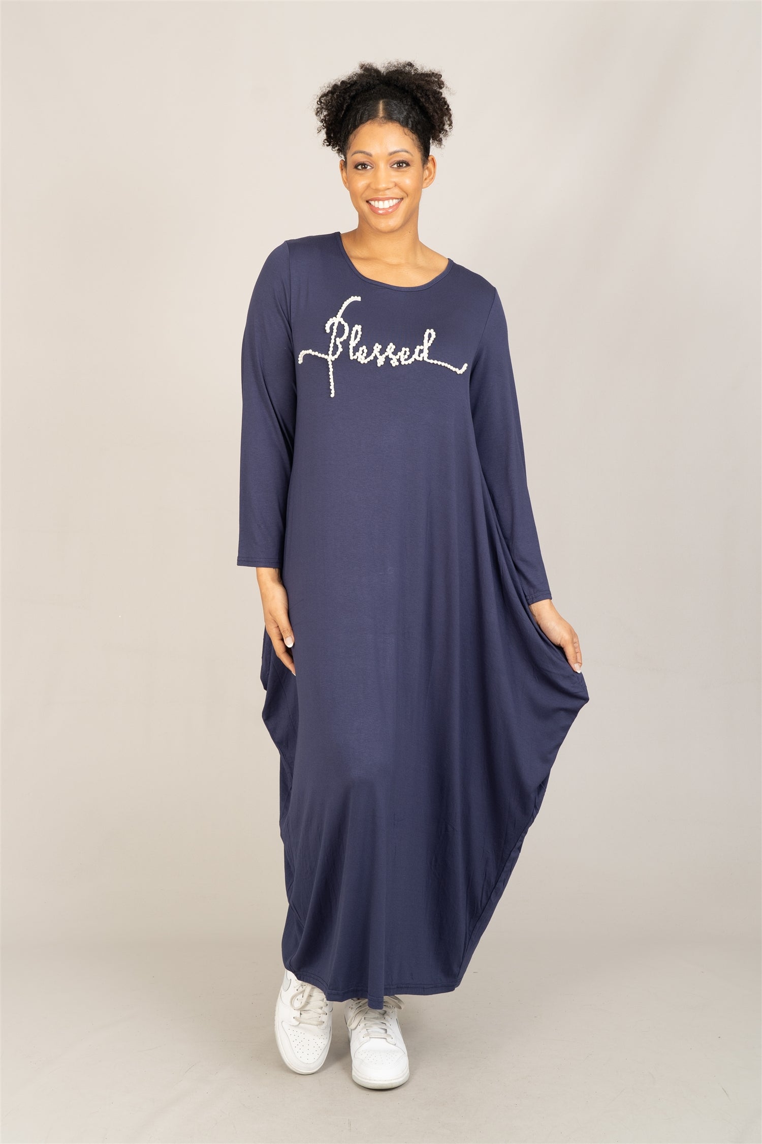 KaraChic CHH23053LS Blessed Pearl Knit Maxi Dress