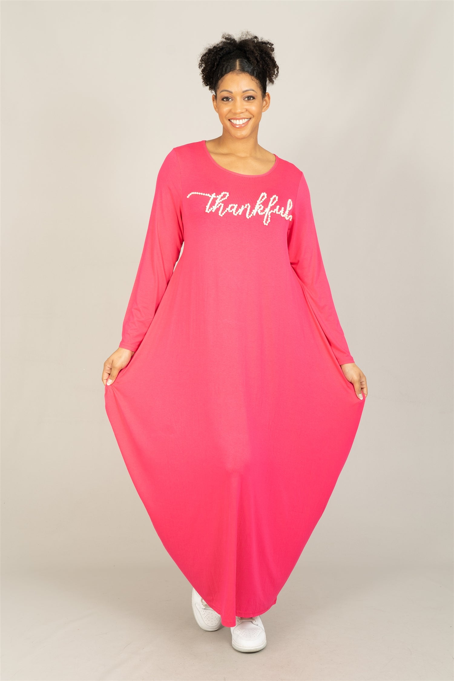 KaraChic Thankful Dress CHH23054LS W/ Pearls