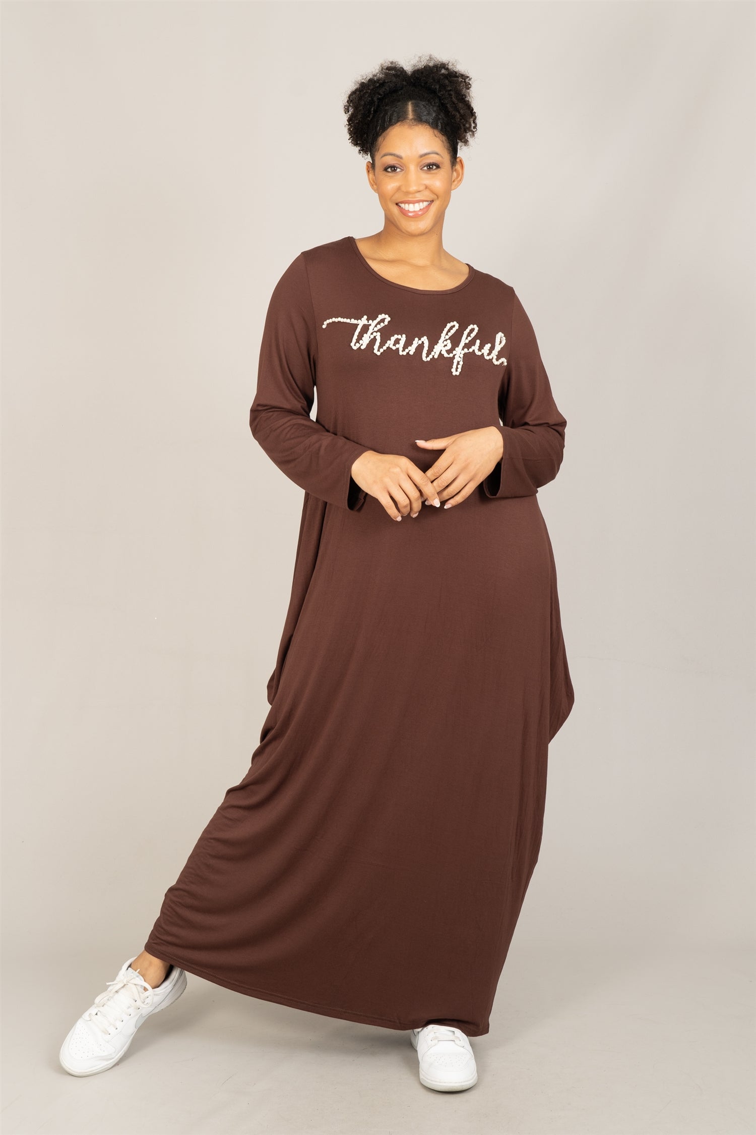 KaraChic Thankful Dress CHH23054LS W/ Pearls