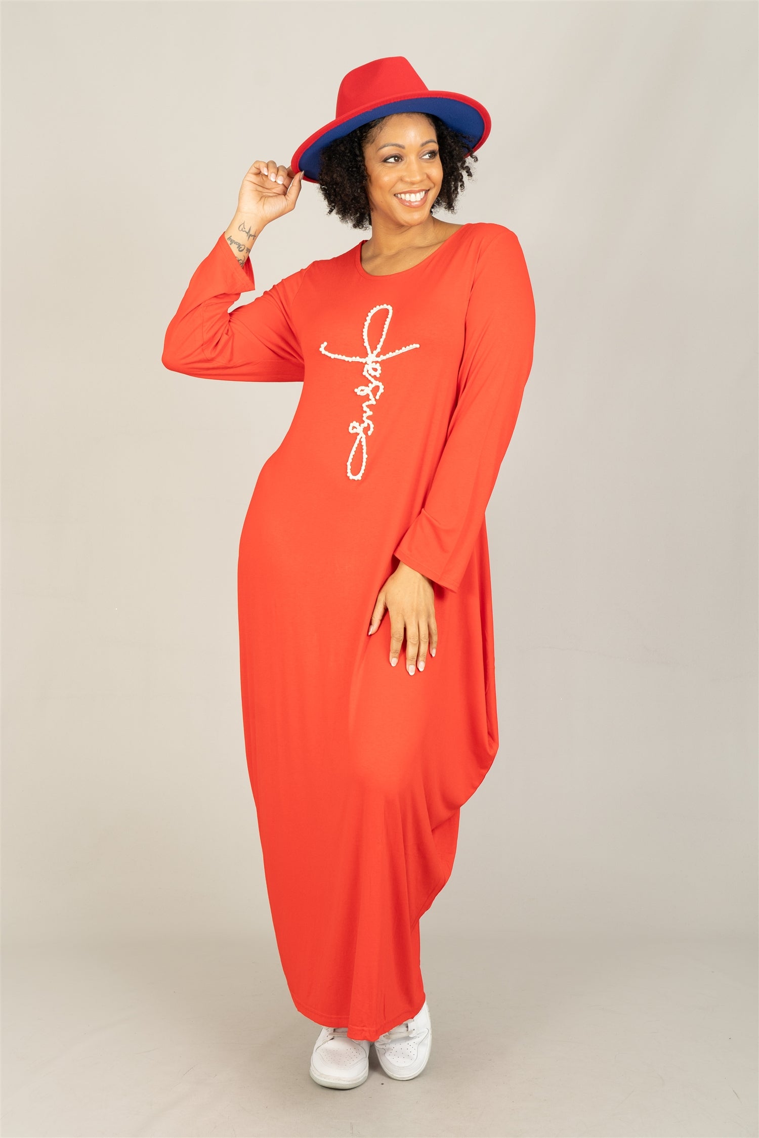 KaraChic CHH23055LS Jesus Pearl Knit Maxi Dress