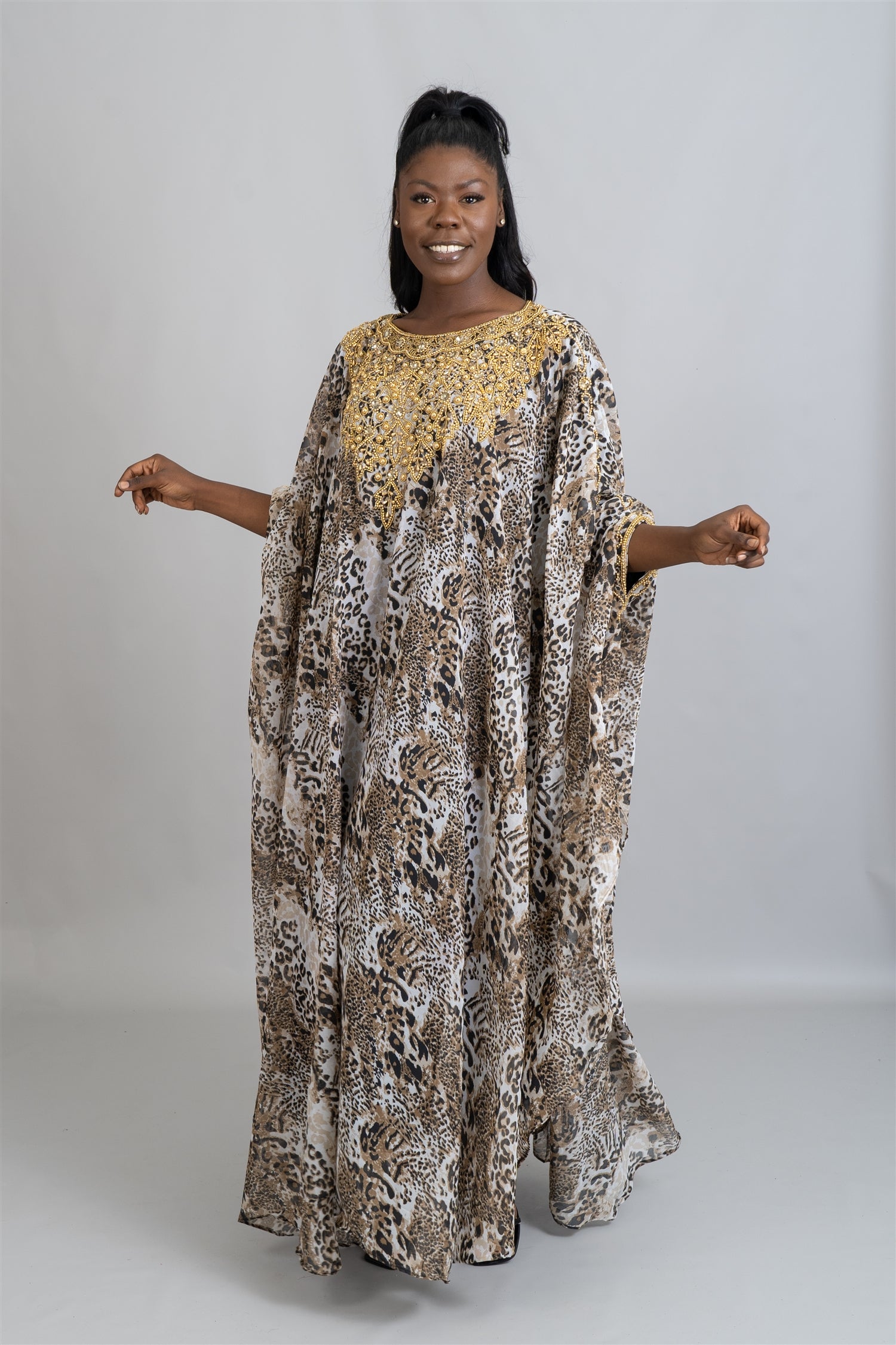 KaraChic M1000 Beaded Chiffon Caftan