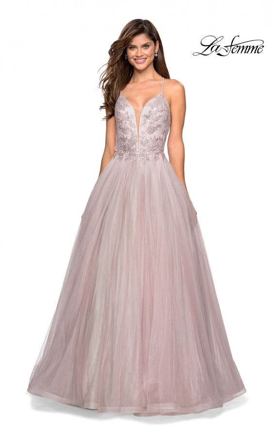 La Femme 27475 Beaded Tulle Dress