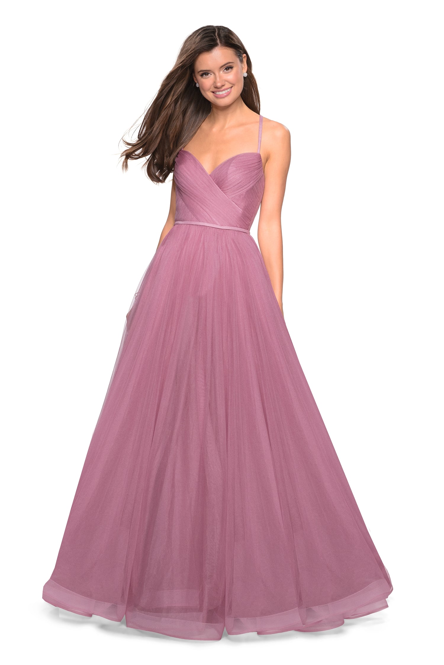 La Femme 27535 Pleated Bodice Tulle Dress