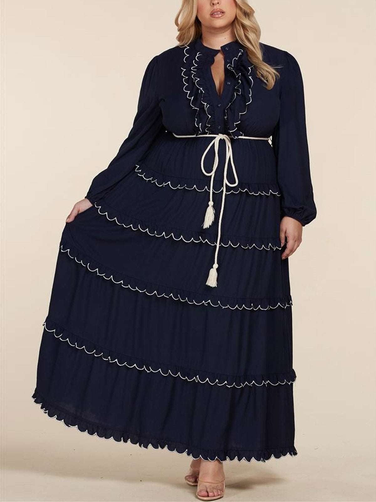 L'atiste by Amy PCD1139Z Tiered PlusSize Maxi Dress