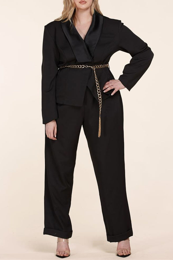 L'atiste by Amy PCJS5071DD Open Back Belted Jumpsuit