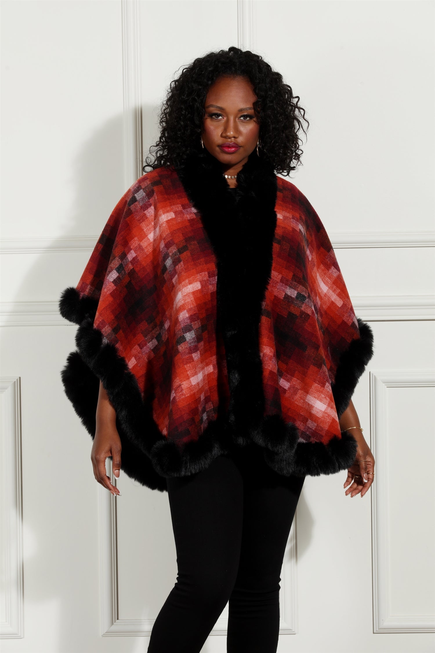 Luxe Moda LM232 Print Faux Fur Cape