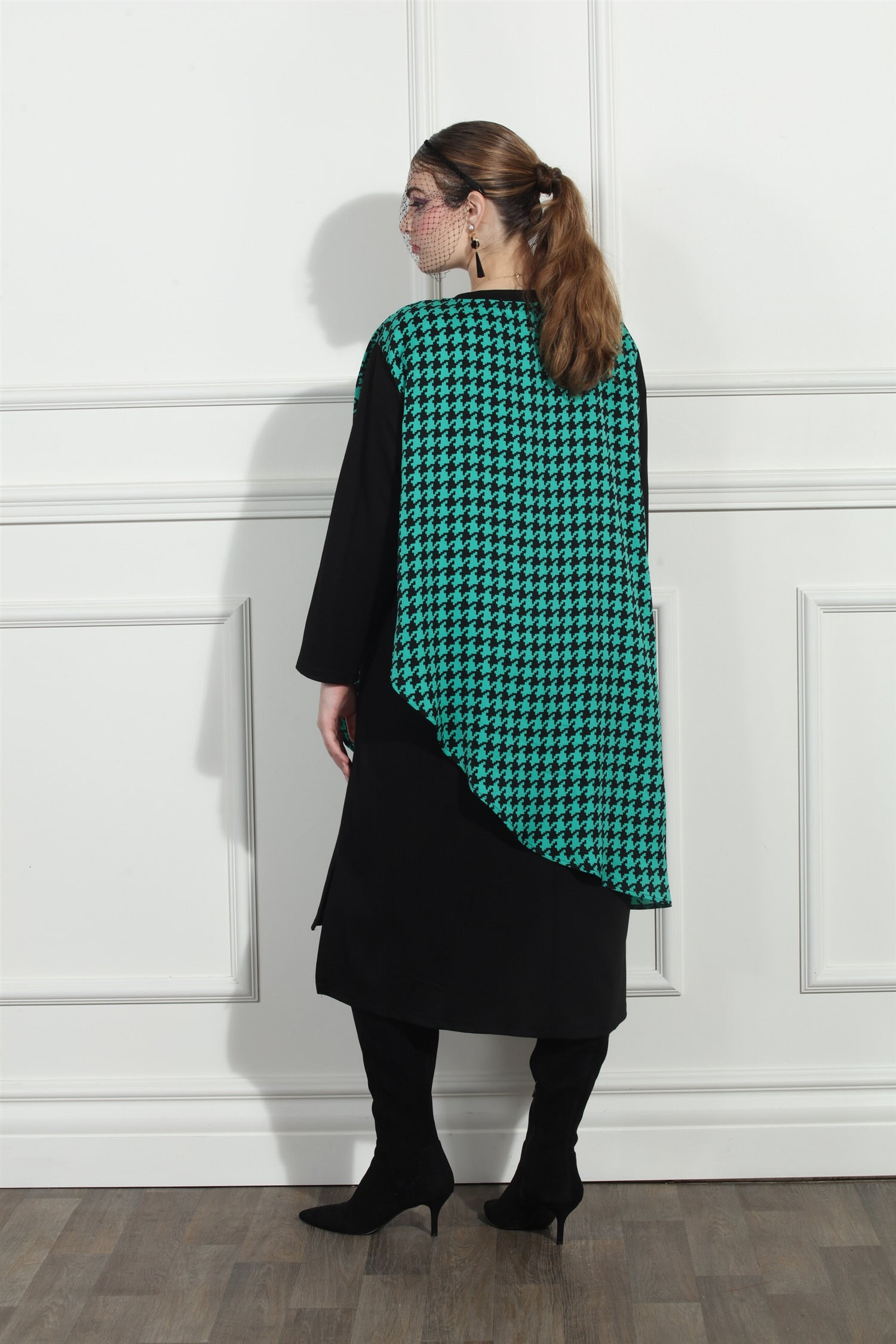 Luxe Moda LM247 Houndstooth Two-tone Dress