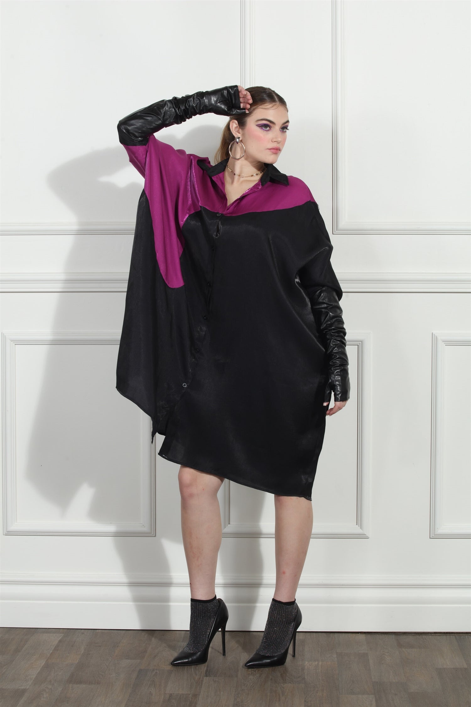 Luxe Moda LM272 Color-block Button Front Dress