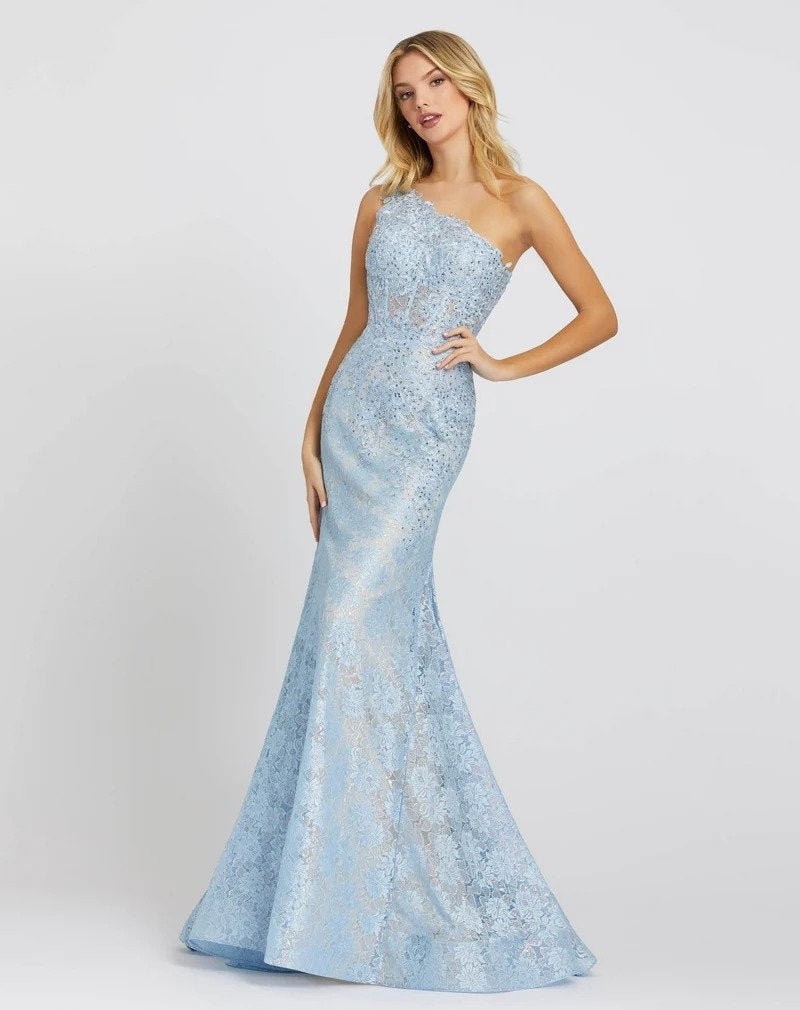 Mac Duggal 48910 One Shoulder Lace Mermaid Dress