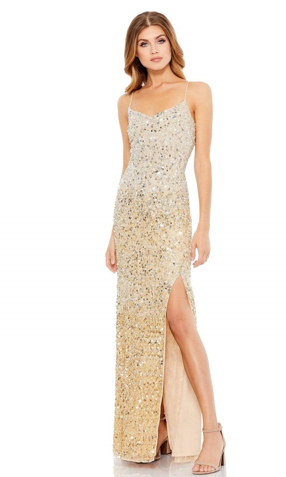 Mac Duggal 93553 Ombre Sequin Front Slit Dress