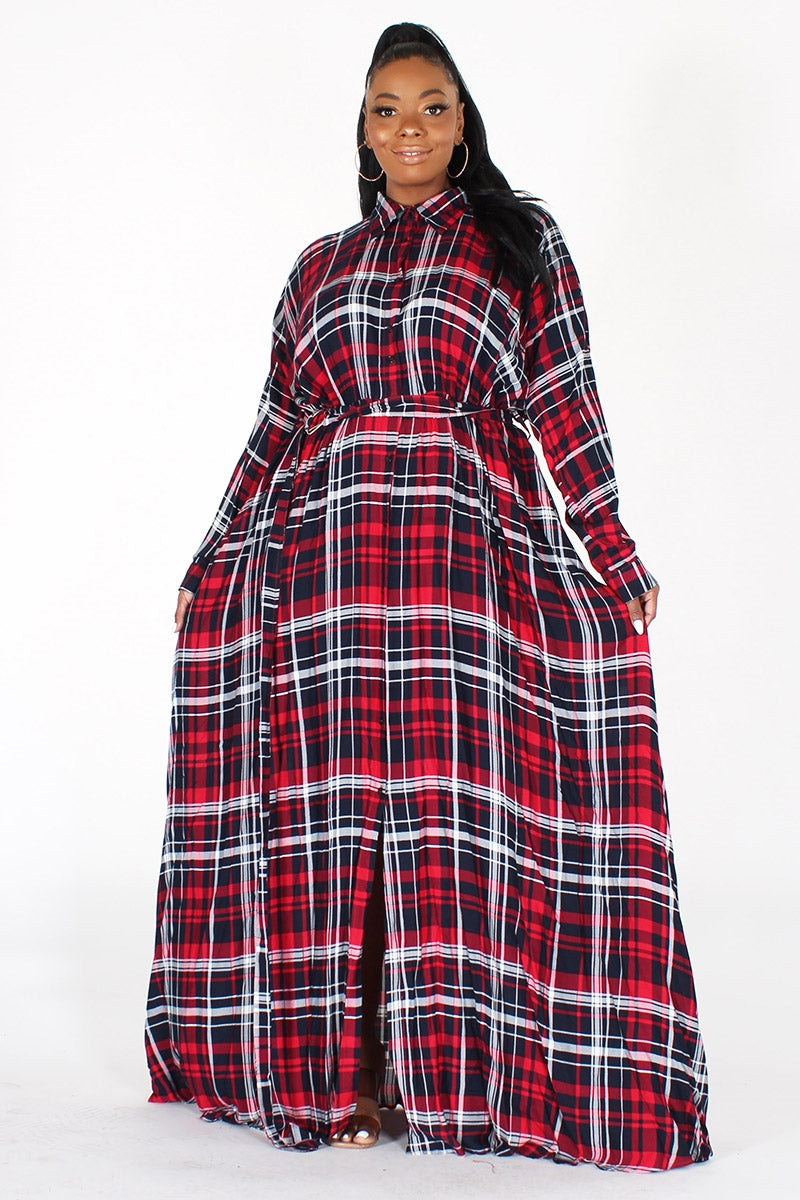 Nuuts EI1877X Plaid PlusSize Maxi Dress