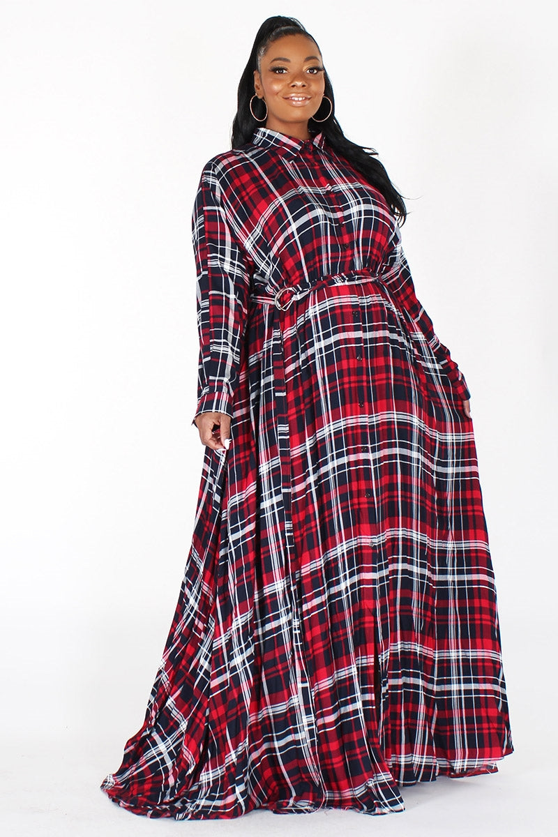 Nuuts EI1877X Plaid PlusSize Maxi Dress