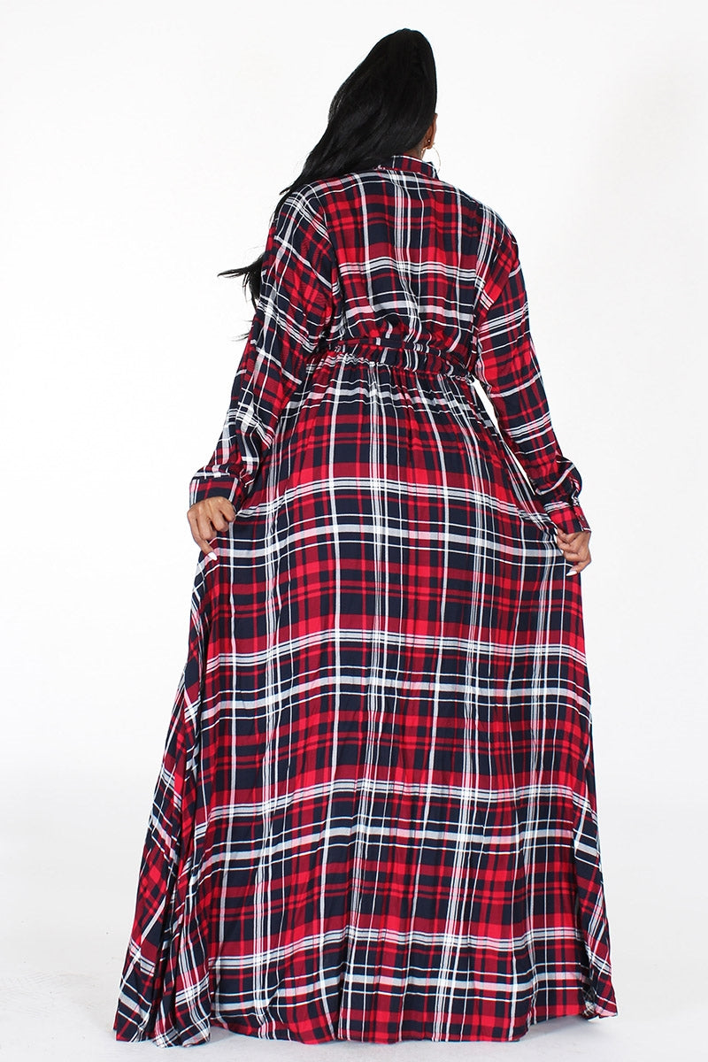 Nuuts EI1877X Plaid PlusSize Maxi Dress