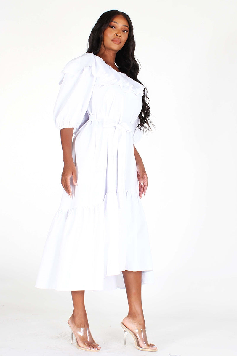 NUUTS EI1954 Off Shoulder Maxi Dress W/ Belt