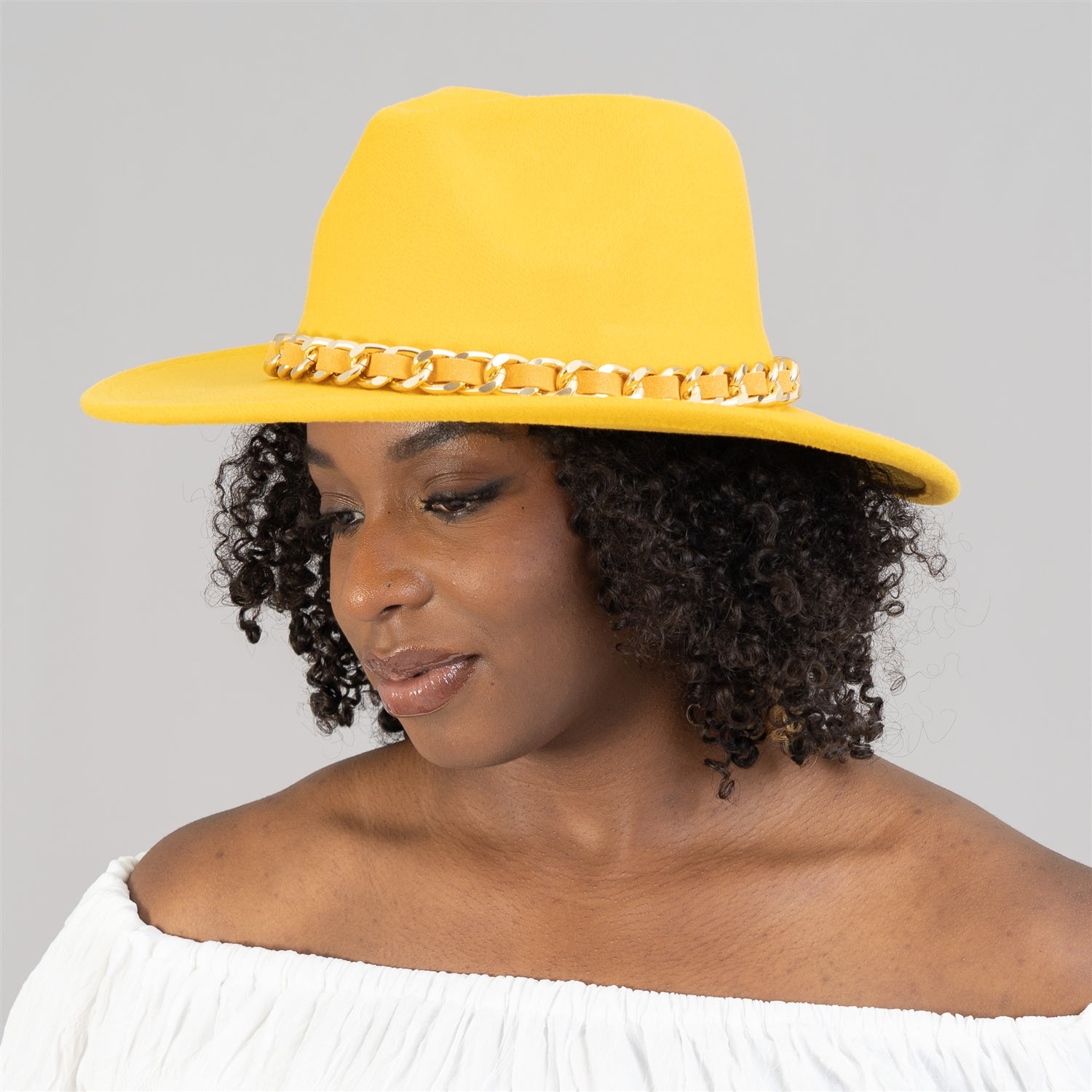 Passion For Fashion SHH5003 Gold Rope Link Fedora Hat