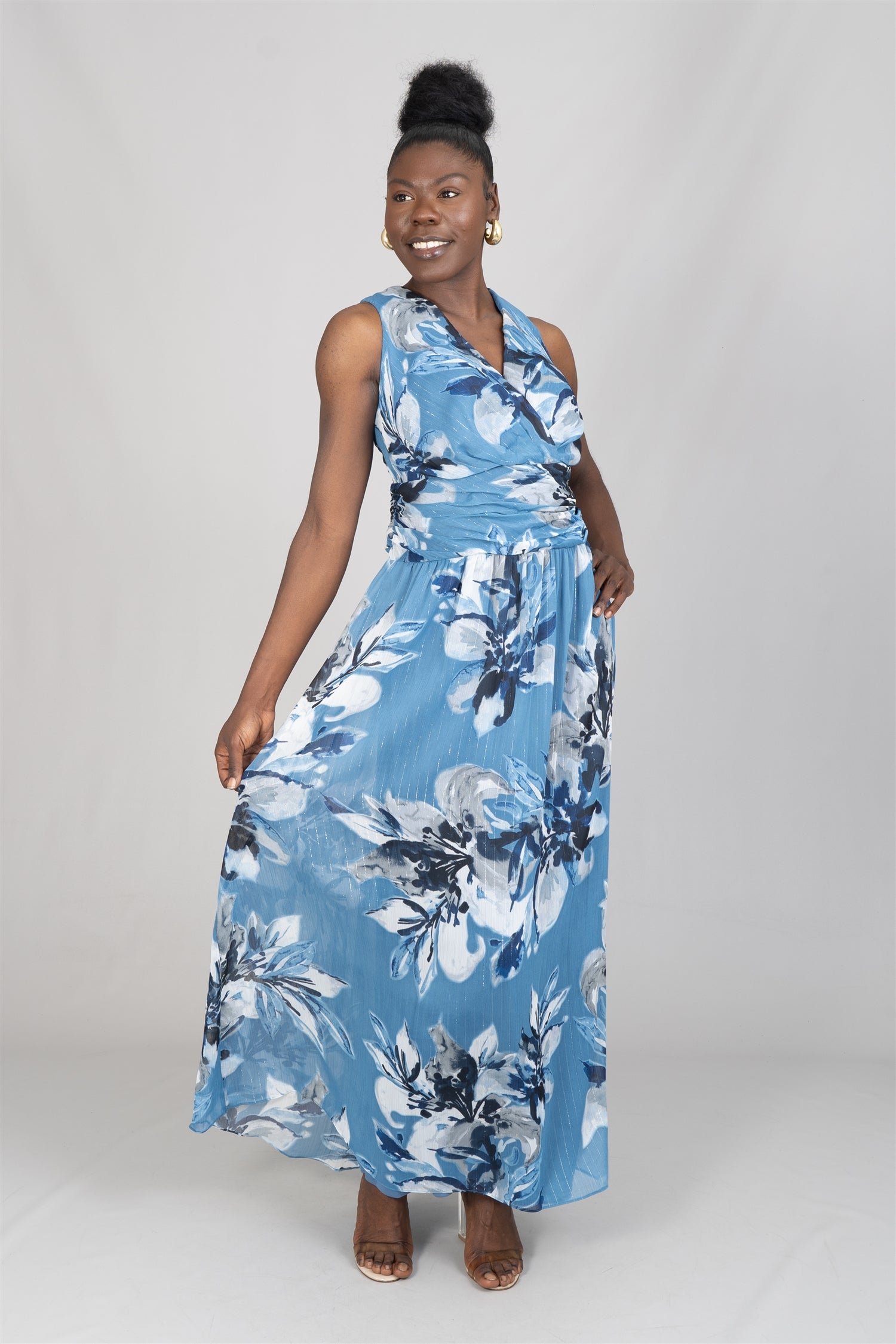 SLNY 9471874 Floral Print PlusSize Maxi Dress