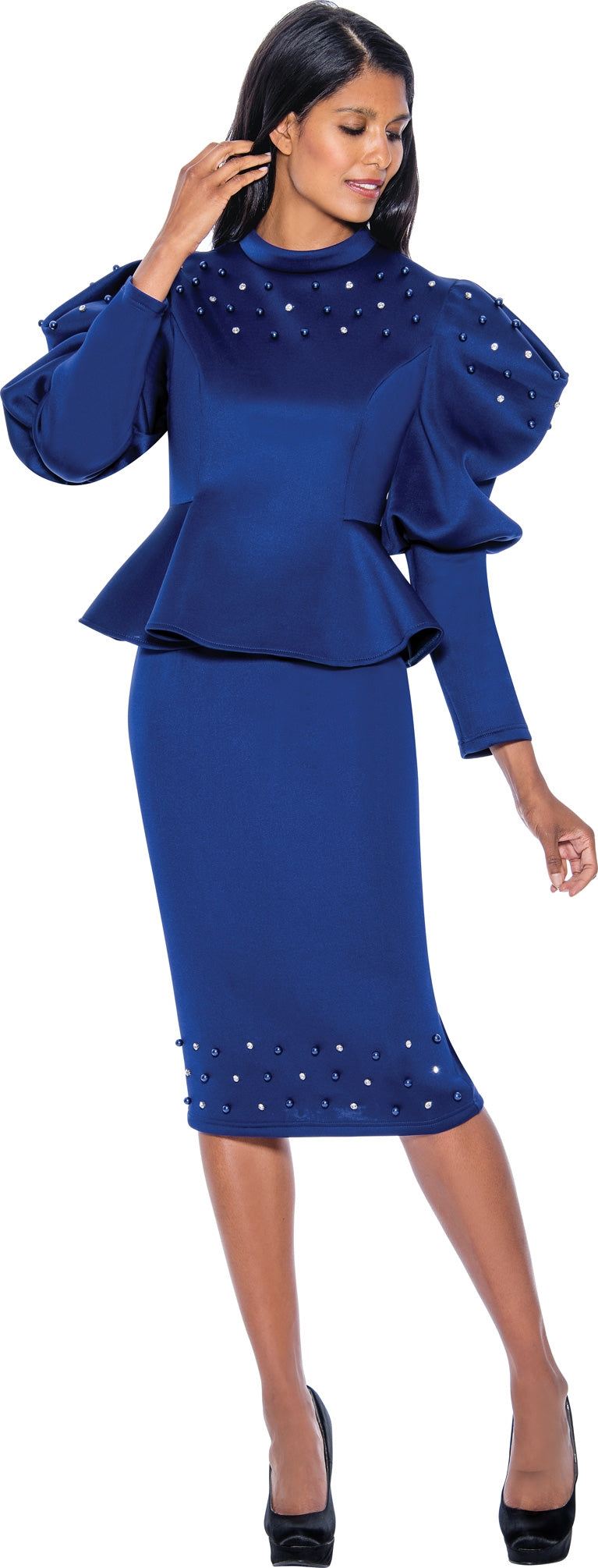 Stellar Looks 1402W Embellished PlusSize 2pc Skirt Suit