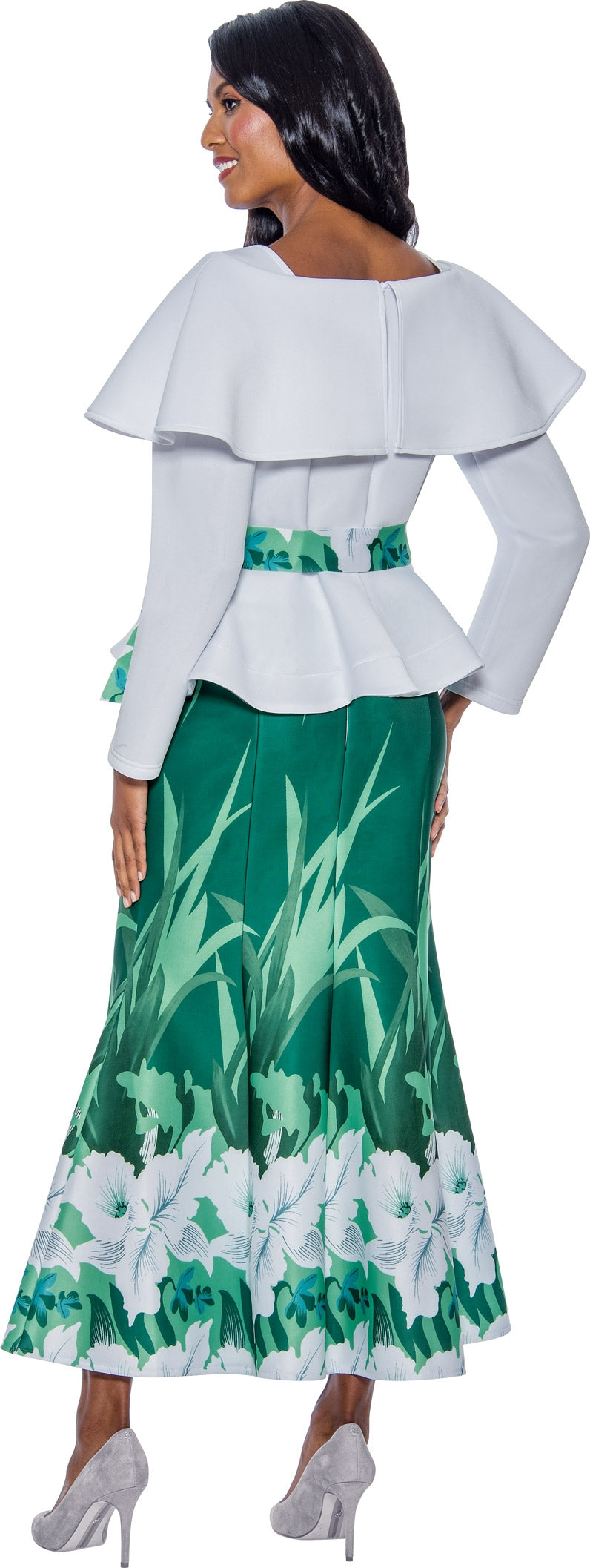 Stellar Looks 1572W Belted Print Peplum PlusSize 2pc Skirt Set