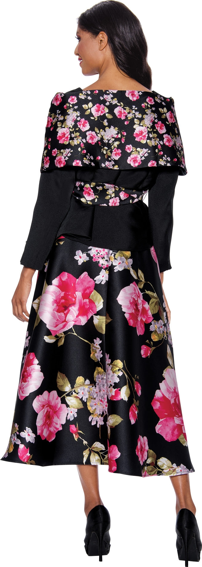 Stellar Looks 1832 Floral Print Twill 2pc Skirt Set