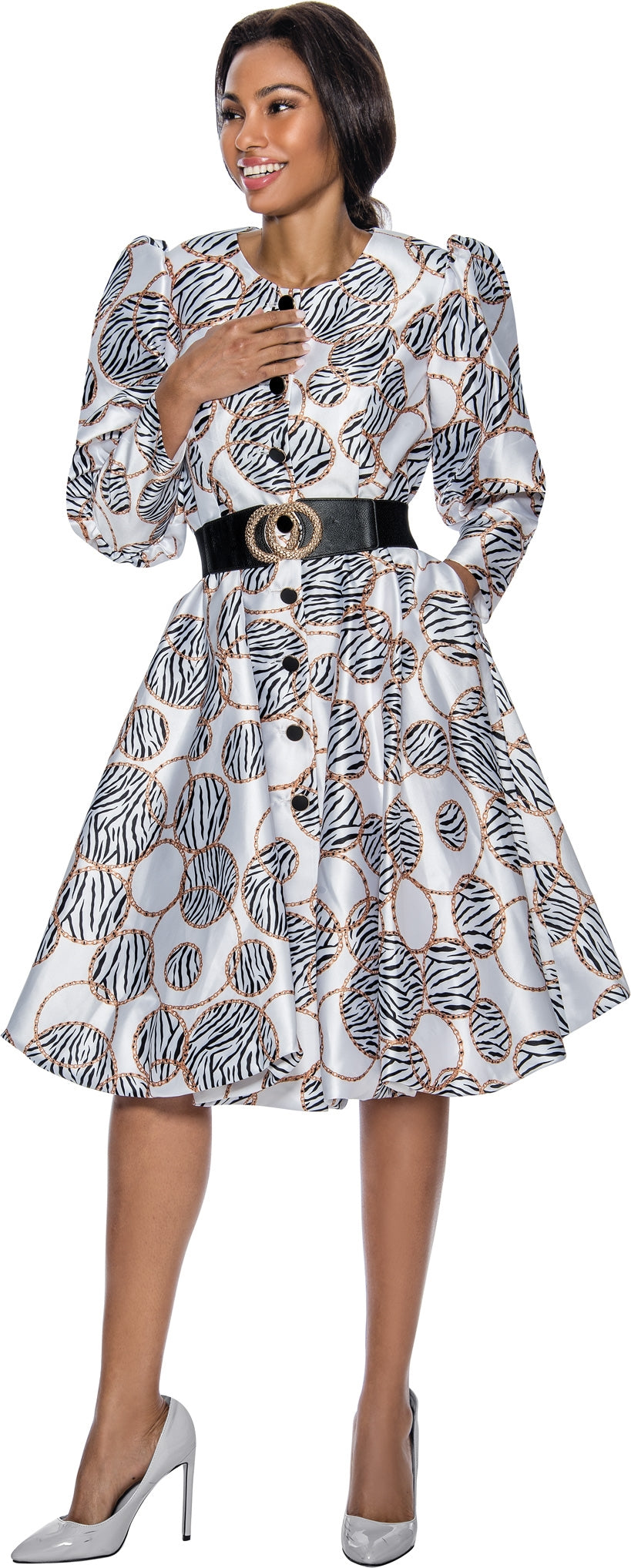 Terramina 7050 Belted Print Dress